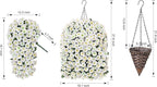 Artificial Fake Flowers Plants Hanging Baskets for Outdoor Outside Decor, Faux Silk Hanging White Morning Glory Trailing Vines UV Resistant for Porch Patio Home Decoration
