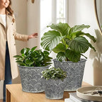 Silver Metal Rustic Flower Pots - 3 PCS Galvanized Planters Rustproof Durable Metal Buckets Plant Pots Vintage-Inspired Charm Rustic for Farmhouse Garden Herb Indoor Outdoor Decor(Dia.5.5"/6.5"/7.1")