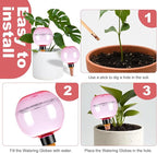 4 Pack Self Watering Globes 17oz Large Plant Watering Globes Top Fill, Self Water Planter Insert Indoor/Outdoor Plastic Water Bulbs Slow Release Terracotta for Plants, Pink