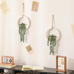 Boho Wall Decor, 2Pcs Fake Hanging Plants Artificial Succulents, Indoor Hanging Planter Greenery Decor, Perfect for Bathroom Living Room Bedroom Office Washroom, Faux Succulent Wall Floating Plants