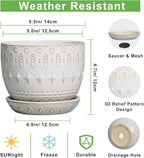 G EPGardening Ceramic Plant Pot - Succulent Pots with Drainage Hole and Saucer 5 Inch Planter for Indoor Plants Outdoor Decorative Round Flower Pot White