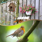 Glitzhome Hanging Bird House for Outdoor, 8.75" H Decorative Pet Cottage Distressed Heart Wooden Birdhouse for Outside, Garden Birdhouse for Bluebird Hummingbird Wren Finch Cardinals Cedar