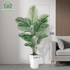 Palm Tree 6FT Artificial, 72in Tall Faux Palm Tree with 15.7 White Planter, Fake Potted Tree for Indoor & Outdoor Home Office Decor