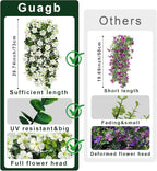 Artificial Geranium Hanging Flowers for Outdoor Decoration, 2 Bundles UV Resistant Silk Geranium Fake Plants Faux Flowers for Front Porch Garden Patio Window Box Outside Indoor Decor (White)