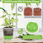 Caffox 57PCS Reusable Seed Starter Kit Includes 26 Packs 4" Clear Nursery Pots with Silicone Base, Repotting Mat, Gardening Gloves, Plant Labels and Seedling Tools for Easy Transplant