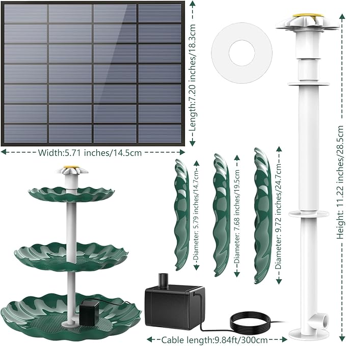 AISITIN 3 Tiered Bird Bath Solar Fountain Pump, 3.5W Solar Water Fountain, 2026 New DIY Solar Powered Water Pump for Bird Bath, Garden, Fish Tank and Outdoor Bird Feeder