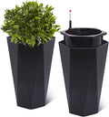 22.4 Inch Tall Planters for Outdoor Indoor Plants Set of 2, Tapered Large Flower Pots with 2 Trays and a Water Level Monitor Planter Pots, Plant Pot for Patio, Balcony, Lounge