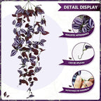 2-Pack Fake Hanging Plants, Faux Hanging Plant Artificial Greenery for Living Room Bedroom Boho Wall Shelf Indoor Outdoor Decor (Purple-Eyed Hairy Leaf)