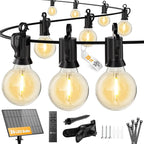 Brightown 75FT Solar String Lights Outdoor with Remote and 36 LED Shatterproof Bulbs, Dimmable & Timable, 3 Light Modes, Solar Patio String Lights Outdoor for Cafe, Garden, Deck, Outside Wedding
