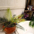 PASYOU Artificial Palm Tree 1Pack, Fake Plants Plastic Greenery Tropical Shrubs Faux Leaves for Home Indoor Outdoor Decor Garden DIY Basket Planter Filler Wedding Party Decoration Ornaments