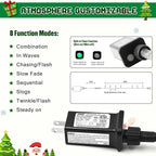JMEXSUSS 200 LED White Christmas Lights Outdoor, 66ft Connectable Christmas Tree Lights Indoor Green Wire, 8 Modes Waterproof Twinkle String Lights Plug in for Wedding Party Xmas Decorations