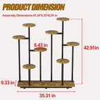 Plant Stand Indoor 9 Tier 11 Potted Multiple Flower Pot Holder for Patio Garden Balcony Living Room Corner (9 Tier Black+Rustic Brown)