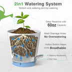 SwinDuck 12inch Large Self Watering Plant Pot, Plastic Cylinder Planter with 60Oz Deep Reservoir and Saucer for Indoor Outdoor Plants Flowers Houseplants, White with Brown