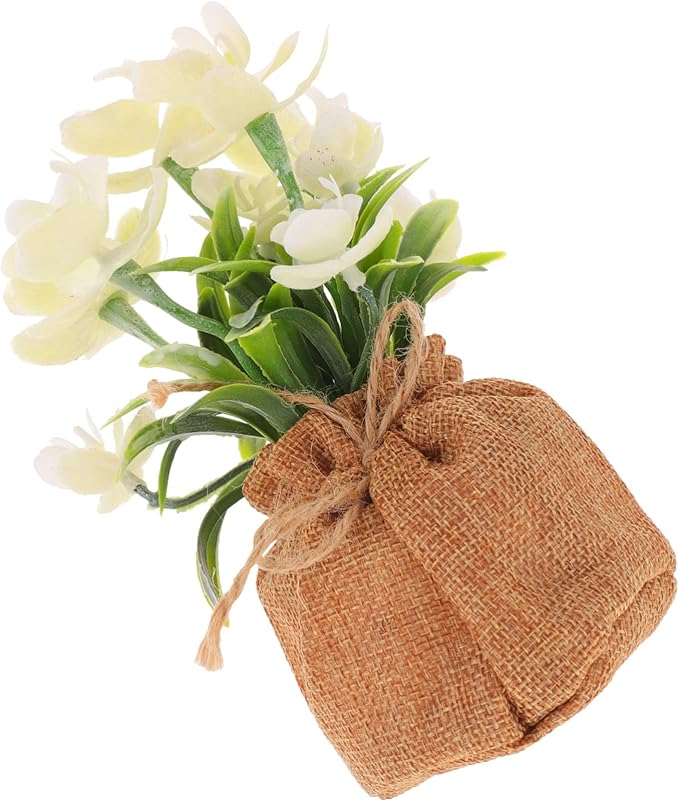 Cabilock Artificial Phalaenopsis Orchid Vase Faux Orchid Flowers Bonsai Creative Bag Potted Fake Flower Decor for Living Room Kitchen Bedroom Wedding Office Table Centerpiece
