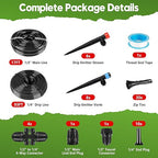 110FT Drip Irrigation System for Garden, Quick-Connect Automatic Garden Watering System with 1/2" & 1/4" Tubing and Accessories - Adjustable Sprinklers Kit for Greenhouse, Yard, Lawn, Raised Bed