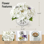 Leftover Hydrangea Artificial Flowers with Vase,White Real Touch Hydrangea Flowers with Butterfly,Faux Hydrangea Flowers for Floral Centerpieces for Tables,Home Decor,Wedding Decor,Coffee Table Decor