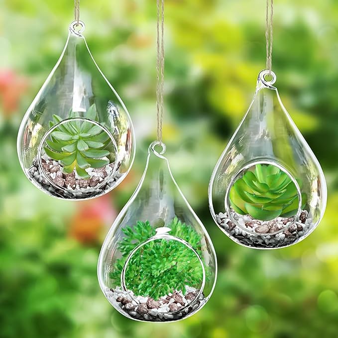 QUOZUO Green Succulent Plants, 6pcs Mini Fake Succulents Plants for DIY Crafting Home Floral Wall Office Decoration (excluding pots)