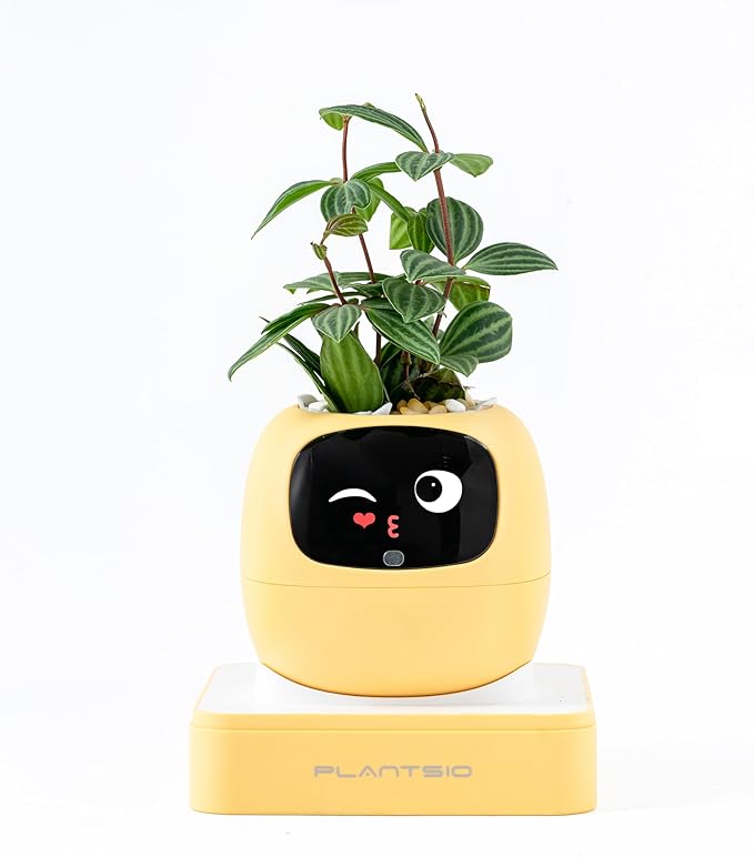PLANTSIO Ivy Interactive AI Desk Companion, Smart Plant Pet with 100+ Expressions, Cute Indoor Planter for Office Decor, Unique Gift for Plant Lovers & Coworkers(Lemon)