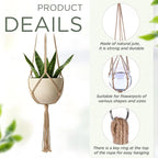 EBOOT 3 Pack 33 41 48 Inch Large Macrame Plant Hanger Rope to Hang Flower Pot Plant Holder for Indoor Outdoor Decorations, 4 Legs (Linen Color)