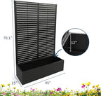 Metal Raised Garden Bed with Trellis & Privacy Screen, 70.1"x45"x15" Galvanized Metal Planter Box with Drainage Holes for Patio Balcony Outdoor Climbing Plants Flowers Vegetable, Black