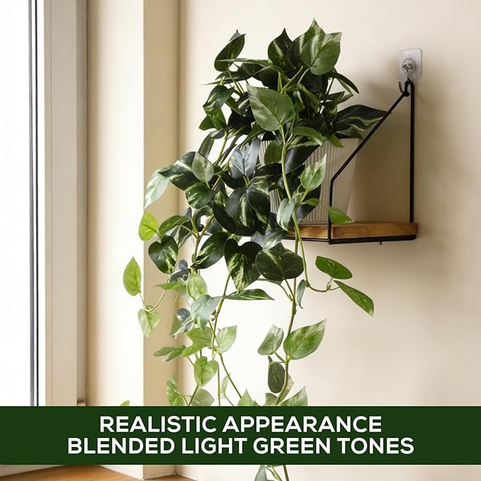 Fake Plants,Artificial Plants Indoor Faux Silk Hanging Pothos Fake Plants for Home Decoration, Low Cost and Easy Maintenance
