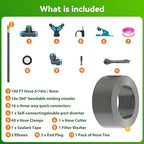360° Adjustable Drip Irrigation System 100FT,5/16" Garden Watering Kit with 16 Copper Nozzles,82Pcs Drip Irrigation Kit，Automatic Misting Sprinkler System for,Raised Bed, Patio, Lawn & Yard Care