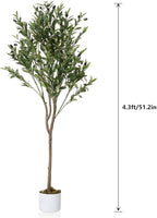 4.3FT Olive Trees Artificial Indoor, Potted Fake Olive Tree with Silk Leaves & 44 Fruits, Decorative Floor Plant for Living Room Indoor Outdoor Office Decor