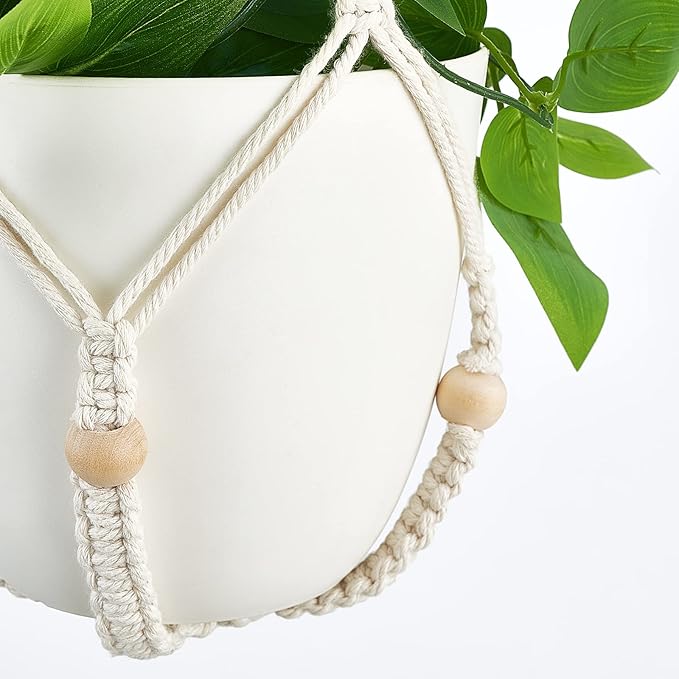 Mkono 2 Packs Fake Hanging Plant with Pot, Artificial Plants Macrame Plant Hanger Fake Vine Greenery for Bedroom Bathroom Home Office Decor