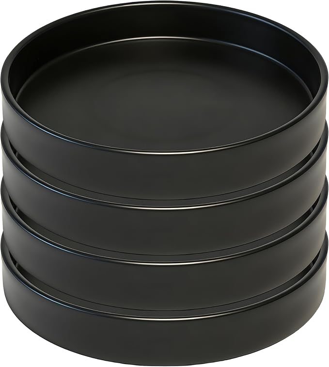 4 Pack 4 inch Plant Saucer Drip Tray, Heavy Sturdy Plastic Planter Flower Pot Drainage Tray Plate Saucers for Indoor Outdoor Garden, Plant Water Drip Trays for pots Base (4", Black)