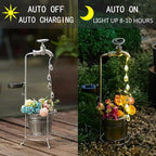 JIAJIAMEI Solar Water Faucet Bucket Lights Outdoor Garden Decor, Waterproof Vintage Decorations with LED Light for Yard Lawn Patio Pathway