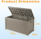 PatioZen 200 Gallon Resin Deck Box, Lockable Patio Outdoor Storage Box for Furniture, Garden Tools and Tools Storage, Waterproof Outside Storage Boxes - Grey