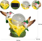 Solar Garden Statue Hummingbird Figurine - Hummingbird Flower Carry Magic Orb Solar LED Lights for Outdoor Statue Decoration for Patio, Balcony, Yard, Lawn Ornament