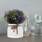 Faux Orchid Bonsai Potted Plant Purple Small Artificial Flower Pot Decorative Greenery for Living Room Table Home Décor