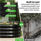 DoCred 2 in 1 Galvanized Raised Garden Bed, 1Pcs Garden Planter Box with 71" H Trellis for Climbing Plants, Outdoor Gardening Raised Beds with Climbing Net for Fruits, Vegetables, Flower (Black)