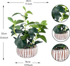 Artificial Potted Plants Life-Like Fake Plant with Farmhouse-Style Cement Planter Feturing Light Wood Tone for Room Bathroom Bedroom Kitchen Office Dese Coffee Table Décor (12.8inch)