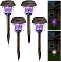 Qualirey 4 Pcs Solar Bug Zapper Waterproof Outdoor Mosquito Zapper Killer and Lighting Repellent Lamp for Indoor Outdoor Use Garden Patio, Purple and White Light(Plastic,Bronze)