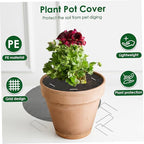 Plastic Mesh Soil Protector with Ground Stakes 10Pcs – Plant Pot Covers Indoor Plant Protector from Cats and Outdoor Garden Cover from Animals, 12 Inch