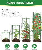 6 Pack Tomato Cages for Garden, 51in*13in Adjustable Tomatoes Plant Stakes Support Cages Trellis, Garden Trellis for Vegetable Flowers Fruits Climbing Plants- 20 Binding Wires Included