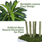 5FT Artificial Dracaena Tree - High-Density Foliage Fake Plant with White Tall Planter - Faux Yucca Floor Plant for Home Office Decor Indoor