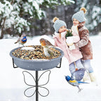 Bird Bath for Outside, Garden Freestanding Birdbath & Birdfeeder with Removable Bowl, Bird Baths Feeder for Outdoors Garden Patio Yard Lawn Decor, 5-Pronged Base & Easy to Clean(Grey)