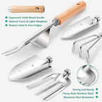 Grenebo Gardening Tools 9-Piece Heavy Duty Garden Hand Tools with Fashion and Durable Garden Tools Organizer Handbag, Rust-Proof Garden Tool Set, Ideal Gardening Gifts for Women