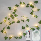 suddus Vine with Fairy Lights Battery Operated, 13.1ft 40 LED Ivy String Light with Remote, Leaf Lights for Bedroom, Room, Wall, Garden, Party, Wedding Dorm Decor (Warm White)