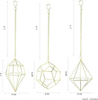Gold Hanging Air Plants Holders Small Tillandsia Airplants Hangers 6 Pack Geometric Wire Himmeli Air Fern Display Planter with Chains Airferns Metal Hanging Holders