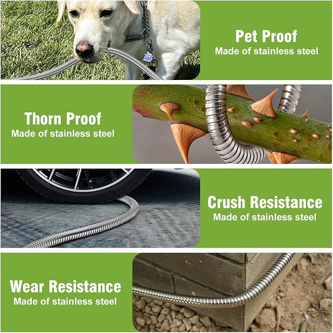 Short Garden Hose 3 ft, Male to Female Heavy Duty Stainless Steel Small Water Hose Extende Connector, Flexible No Kinks, Leakproof 3/4 in Fittings, Lightweight Leader Hosefor Patio, Lawn