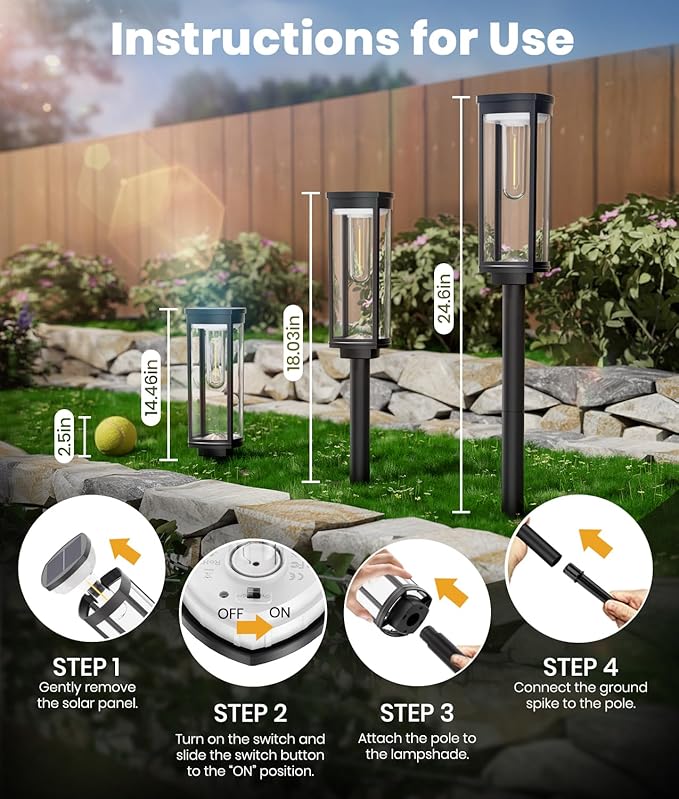 ALFIOT Solar Pathway Lights Outdoor Waterproof 4 Pack Upgraded Solar Walkway Landscape Lighting Outside Driveway Lights,Auto On/Off for Yard Lawn Patio (Cool White)
