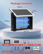 LANGY 10W Solar Bug Zapper Outdoor, 4500V Mosquito Zapper Outdoor Solar Waterproof Fly Zapper w 365nm Light, 5Ah Battery, 16.4ft Cord & Brush, Rechargeable Wireless Fly Insect Zapper Mosquitos Trap