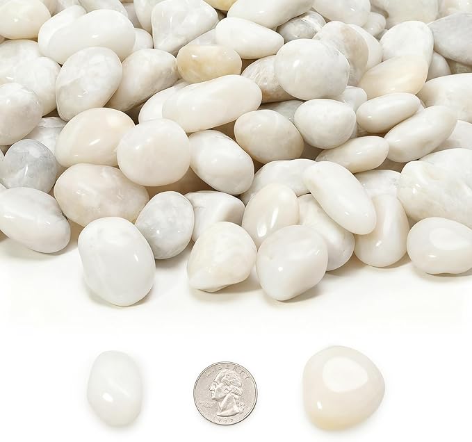 Mr. Fireglass 5lb White River Rocks, 3/8 inch Natural Decorative Polished Pebbles Aquarium Gravel Stones for Landscaping, Indoor Plants, Vase, Succulent, Fish Tank
