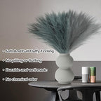 SeptCat 60 Pcs Pampas Grass Light Grey and Dark Grey Decor 21.7" Fluffy Faux Short Pampas Grass Artificial Small Pompas Grass Flower Vase Filler for Home Wedding Decoration
