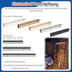 Pond Spillway with 1M Soft Tube & PVC Connector, Wide 57in Waterfall Overflow Box for 20-200CM Ponds, Light Grey Water Feature Enhancer