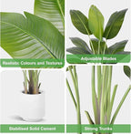 Artificial Bird of Paradise Plant 5Ft Tall Fake Tropical Palm Tree Large Fake Plants with 10 Silk Banana Leaves Faux Plant Indoor Decor Trees with White Pot for Home Bedroom Living Room Office（2pcs）